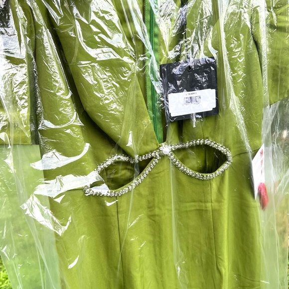 Ieena for Mac Duggal Apple Green Evening Gown 2630 dress NWT - Picture 6 of 11